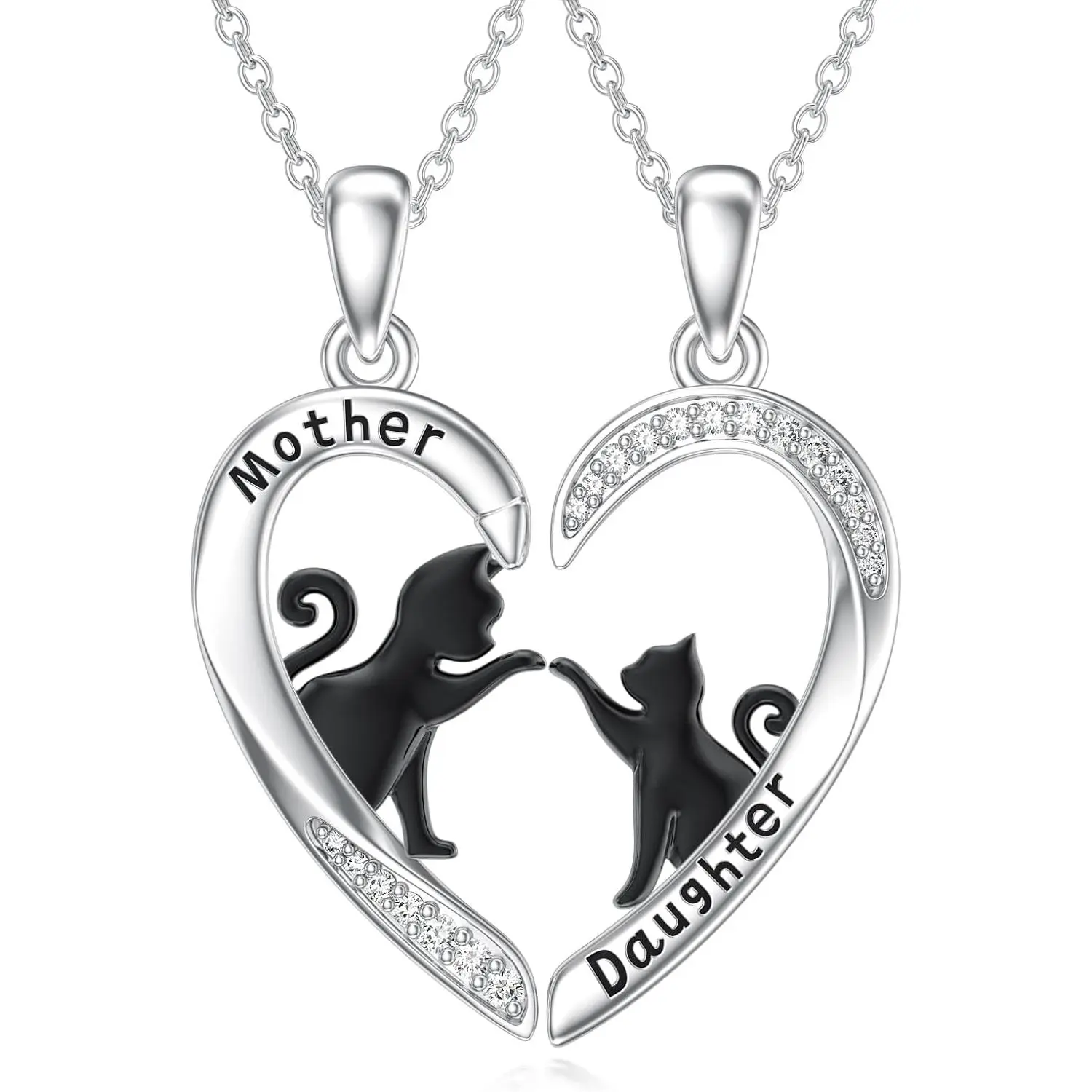Mother Daughter Necklace Set for 2 925 Sterling Silver Elephant/Cat/Unicorn/Lion/Turtle/Wolf/Highland Cow Necklace Father/Mothers Day Matching Jewelry Gifts for Mom Grandmother