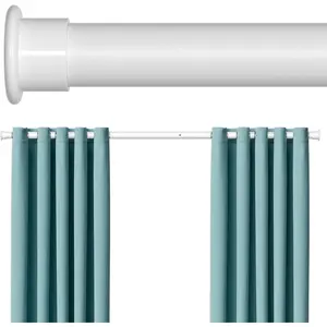 Tension Curtain Rod 43-124 Inches Extra Long White Heavy Duty Tension Rods Adjustable Curtain Rod No Drilling Spring  Tension Rod for Windows Patio Hold Up Blackout Curtains and Non Slip