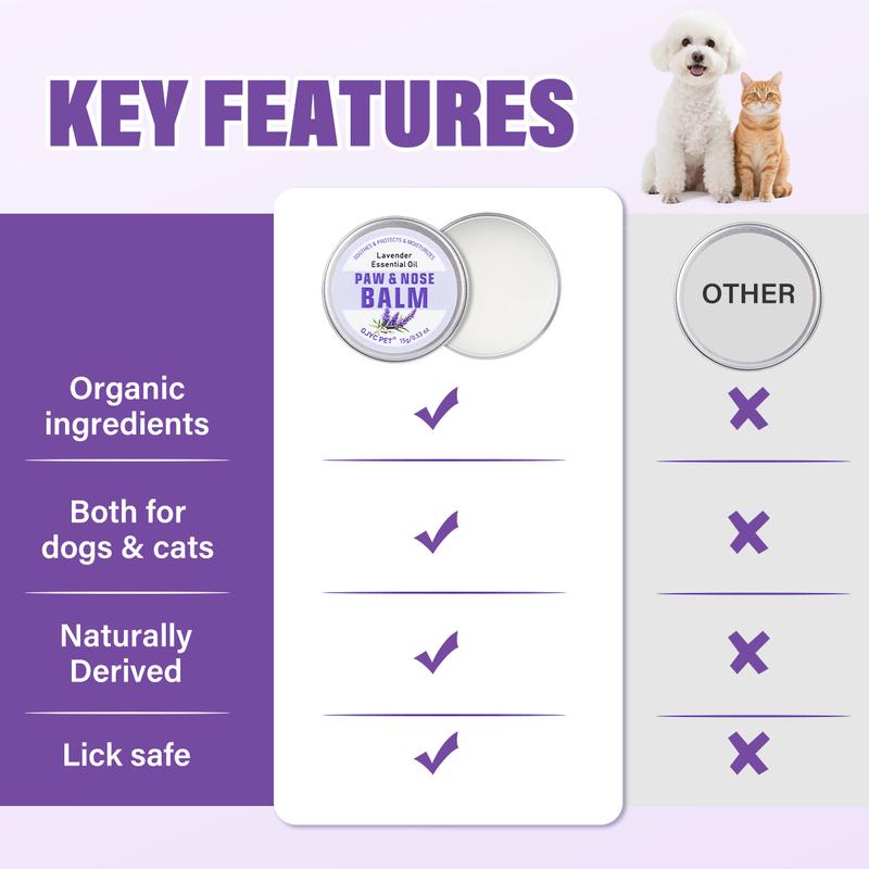 Pet Healing Balm for Paws & Nose - Fast Relief for Dry Cracked Paw Pads & Snouts, Antibacterial, All-Natural Ingredients Paw Balm Nose Balm