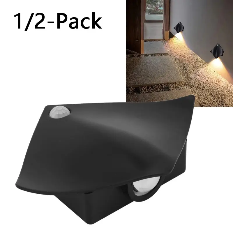 1/2-Pack Human Body Sensing Wall Light, Devil Fish Shaped Staircase Light, Intelligent LED Sensing Night Light, Motion Sensor Light,Wireless Sensing, Decorative Lighting Wall Light  for Bedroom, Bathroom, Hallway, Closet (Batteries Not Included)