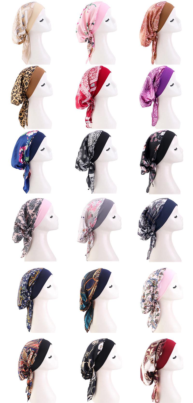 New Braided Turban Hat, Satin Print Tie Chemo Cap, Wide Elastic Sleep Bonnet