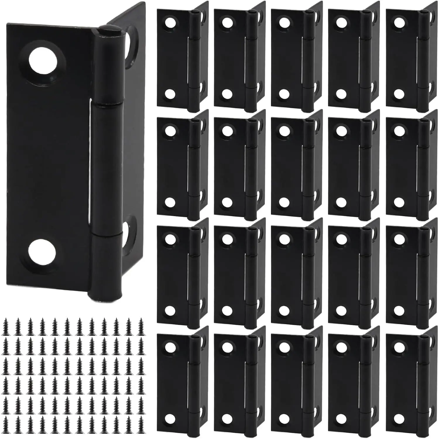 2 Inch Mini Hinges, Stainless Steel  Hinges, 20 Pack | Black, Cabinet Hinges, Small Folding Door Hinge, For Wooden Box, Crafts