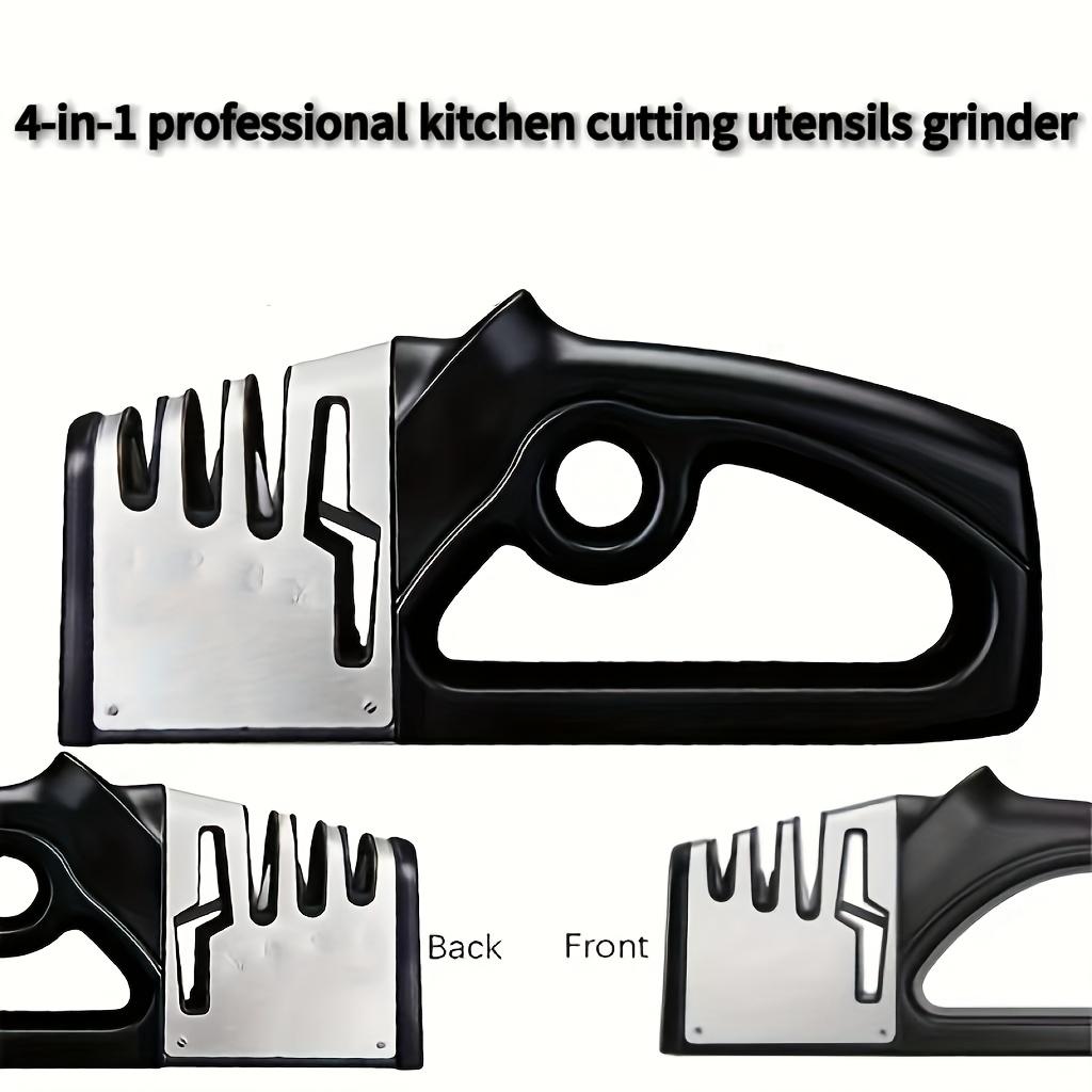 4-In-1 Professional Kitchen Cutting Tool Grinder | Fast, Easy, And Efficient Sharpener For Various Cutting Tools - Anti-Slip Base, Suitable For Home And Restaurant Use, Made Of Abs