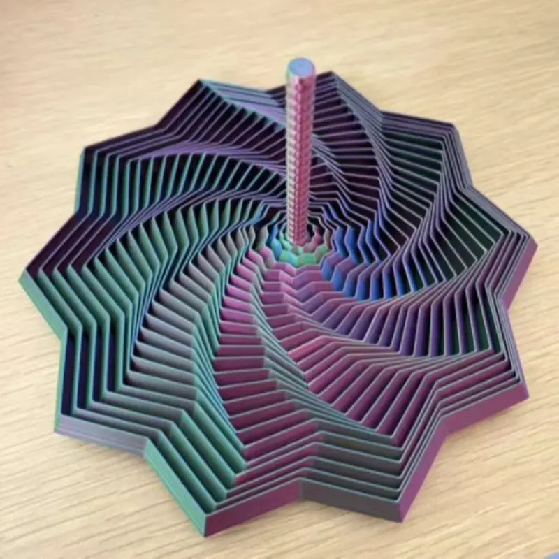 3D Printed Carrot Tower Hexagonal Spiral Stress Relief Toy with Handle, Finger Star Shape Puzzle Gift, Relaxing Handheld Ornament