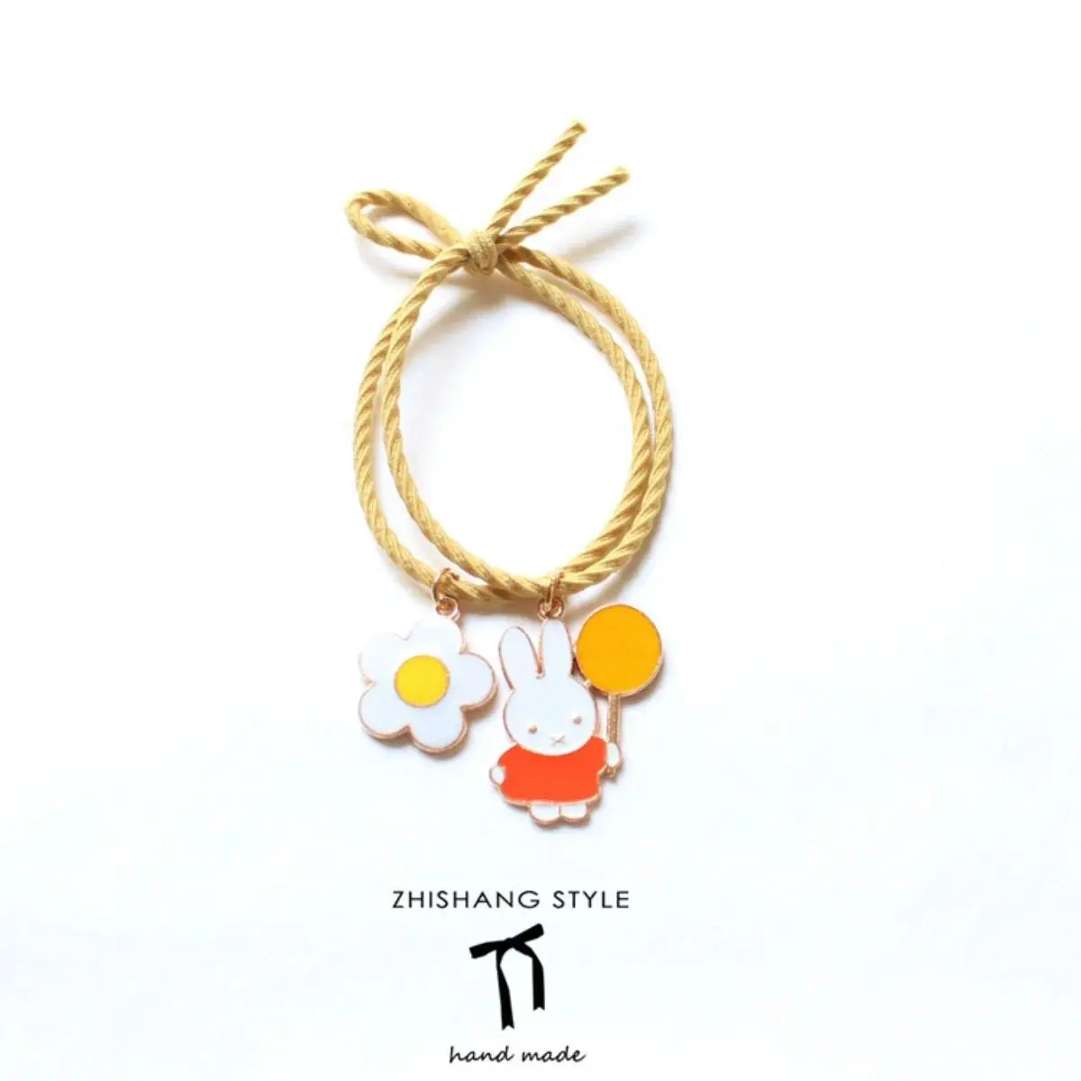 Kawaii Miffy Rabbit Colorful Flower Hair Tie Ins Sweet Cartoon Cute Headwear Hair Tie Girl Student Gift