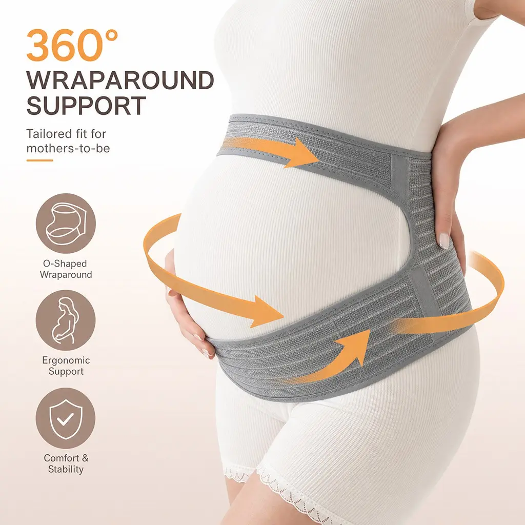 360° Wraparound Stabilizing Support Belt, Adjustable Ergonomic Belly Support, Soft Elastic Breathable Waist Band for All Day Comfort