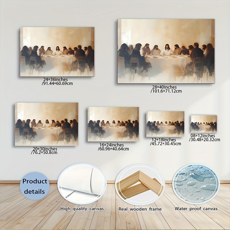 Framed Christian Last Supper Wall Art - Jesus and Twelve Disciples Oil Painting Print, Religious Home Decor for Bedroom, Living Room, or Office