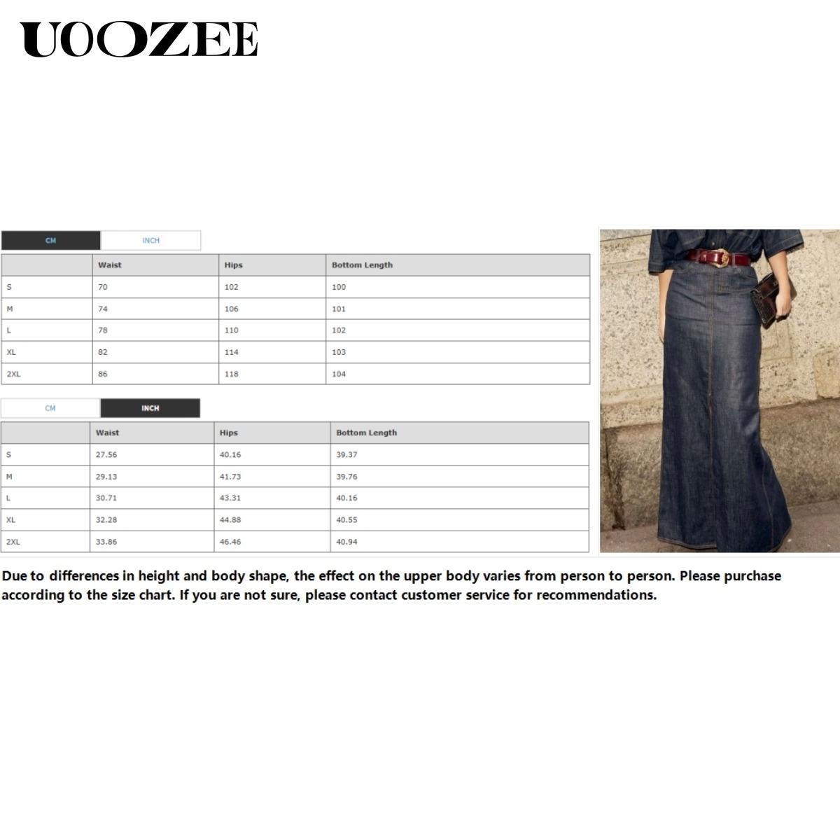 UOOZEE Women's No Belt (Only Skirt) Solid Color Denim Blue Skirt, Soft Slight Fading Pockets Zipper Straight Fit, Breathable & Comfortable, Casual All-Match Rear Elastic Waist Column Skirt Minimalist Maxi Womenswear Breathable