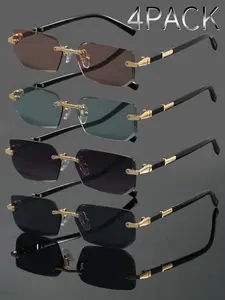 4pack Unisex Fashion Eyeglasses, Casual Frameless Glasses for Back-To-School, Graduation, Parties, Streetwear, Gifts for All Occasions
