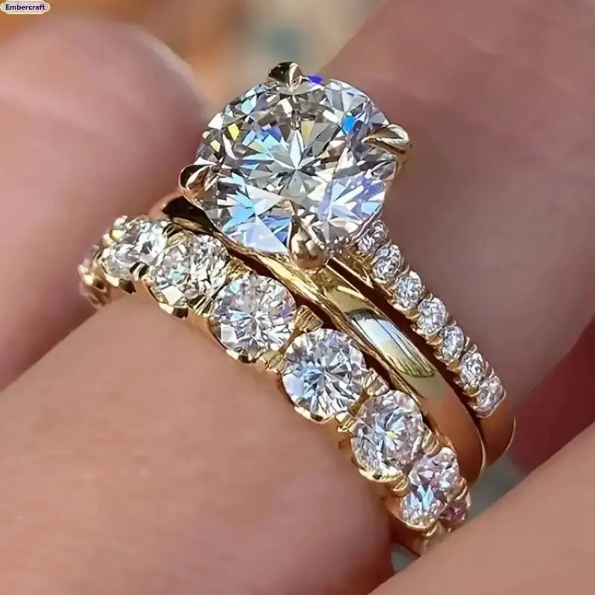Viral 3-Piece Stackable Ring Set | Aesthetic Minimalist Zircon Bands with Sparkling Stones | Dainty Everyday Finger Jewelry for Women | Chic Wedding Engagement Accessory & Anniversary Gift