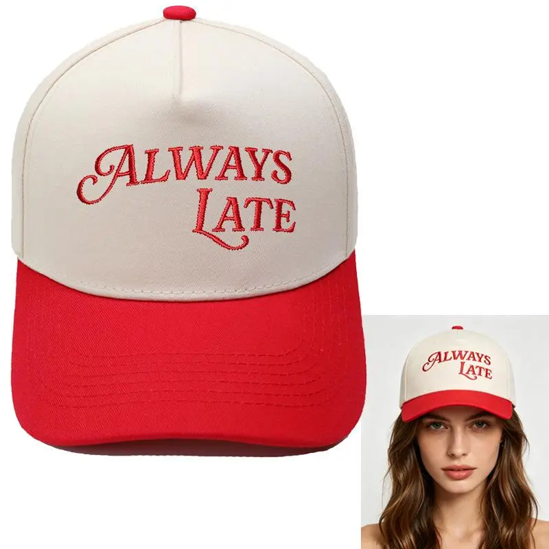 Baddie Main Character Energy Funny Quote Two Tone Cotton Canvas Red Brim Baseball Cap Y2K Viral Clean Girl Late Aesthetic Daily Sun Visor Casual Outdoor Sun Protection Hat For Women