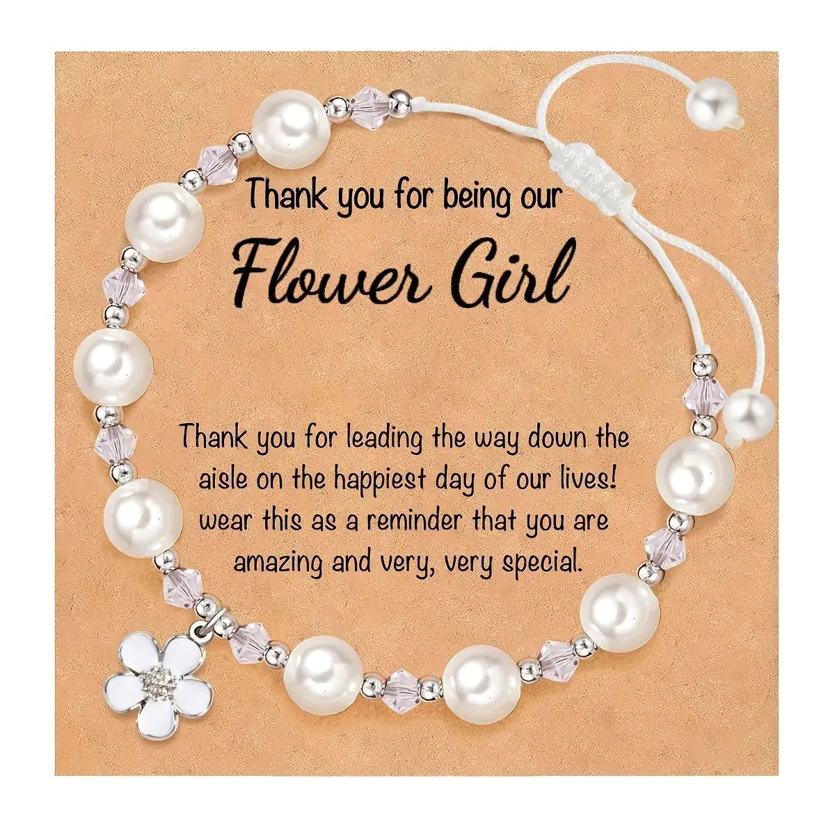 Elegant Floral Bracelet - Adjustable Handmade Acrylic Wedding Gift for Flower, Pink & White Beads with Sparkling Accents, Perfect for Weddings & Special Occasions, Cute Bracelet