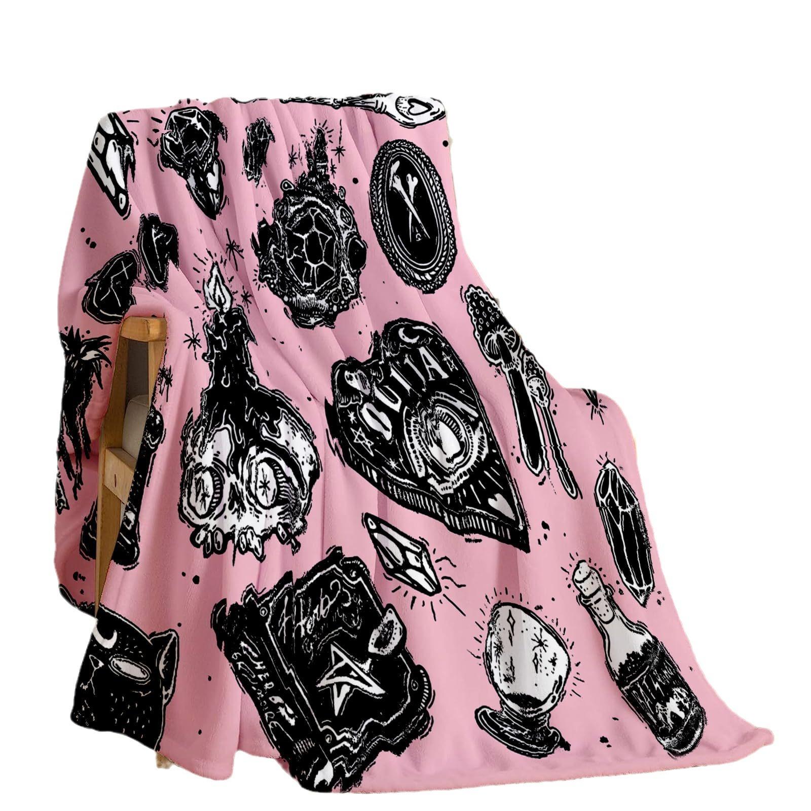Witch magic pattern Printed Blanket for Sofa Bed Travel Camping Living Room Office Conditioning Blanket for All Seasons Gifts