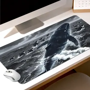 Premium Humpback Whale And Orca Ocean Scene High Quality Mouse PadModern Office Gaming Comfort ExperienceNonSlip Durable For Daily Work And Play 40*80cm70*90cm30*70cm