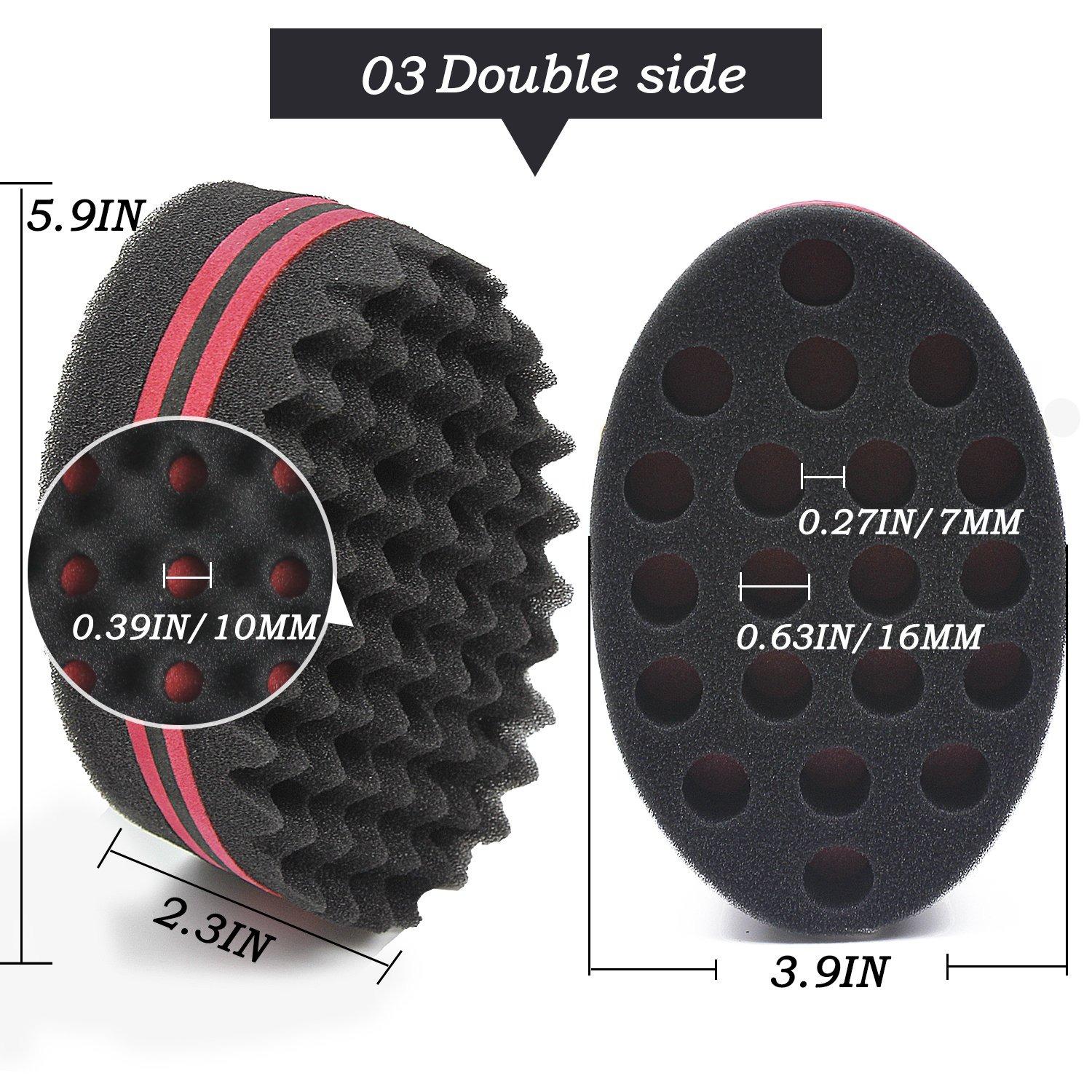 5Pcs Black Big Holes Magic Sponge Brush Set for Wavy,Coils,and Afro Hair-Hair Care Tool for Men and Women,Hair Brushes,Hair Styling Tools Set,Hand Tools Kits