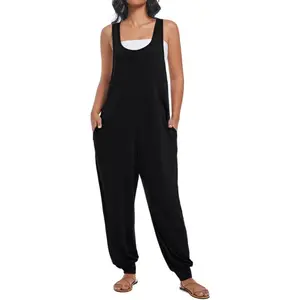 Women's Casual Loose Sleeveless Jumpsuits Harem Long Pants Romper Overalls with Pockets Summer Trendy OutfitsGift.