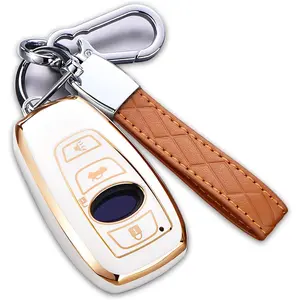 for Subaru Key Fob Cover with Keychain, for Forester Outback BRZ Legacy CrossTrek Premium Soft TPU 360 Degree Protection Key Case Remote Key Holder (Size B-Ivory)