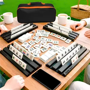 Portable Mahjong Set, 144 Piece Mahjong Game Kit, Ideal for Travel and Home Entertainment, Perfect Halloween and Christmas Gift
