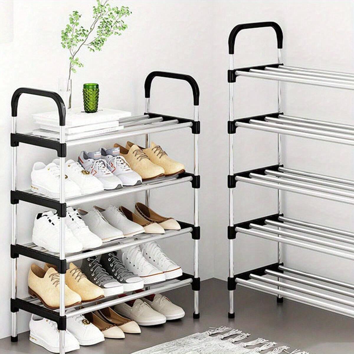 Stackable Shoe Rack Organizer, Shoe Storage Organizers, 4-7 Layer Space-Saving Design, Easy Access Without Dust Cover, Ideal for Home Use, No Assembly Required