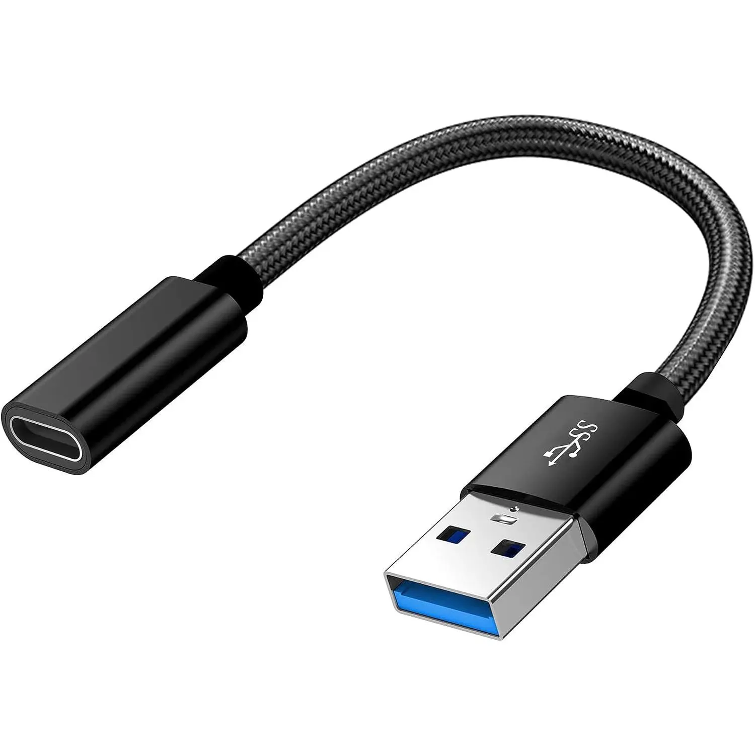 USB C Female to USB Male Adapter with 10Gbps, USB 3.2 Gen 2 to USB C  Adapter 60W  Data Transfer,  and OTG Function, for Laptops, Flash Drives, and Phones (Length 0.5ft)