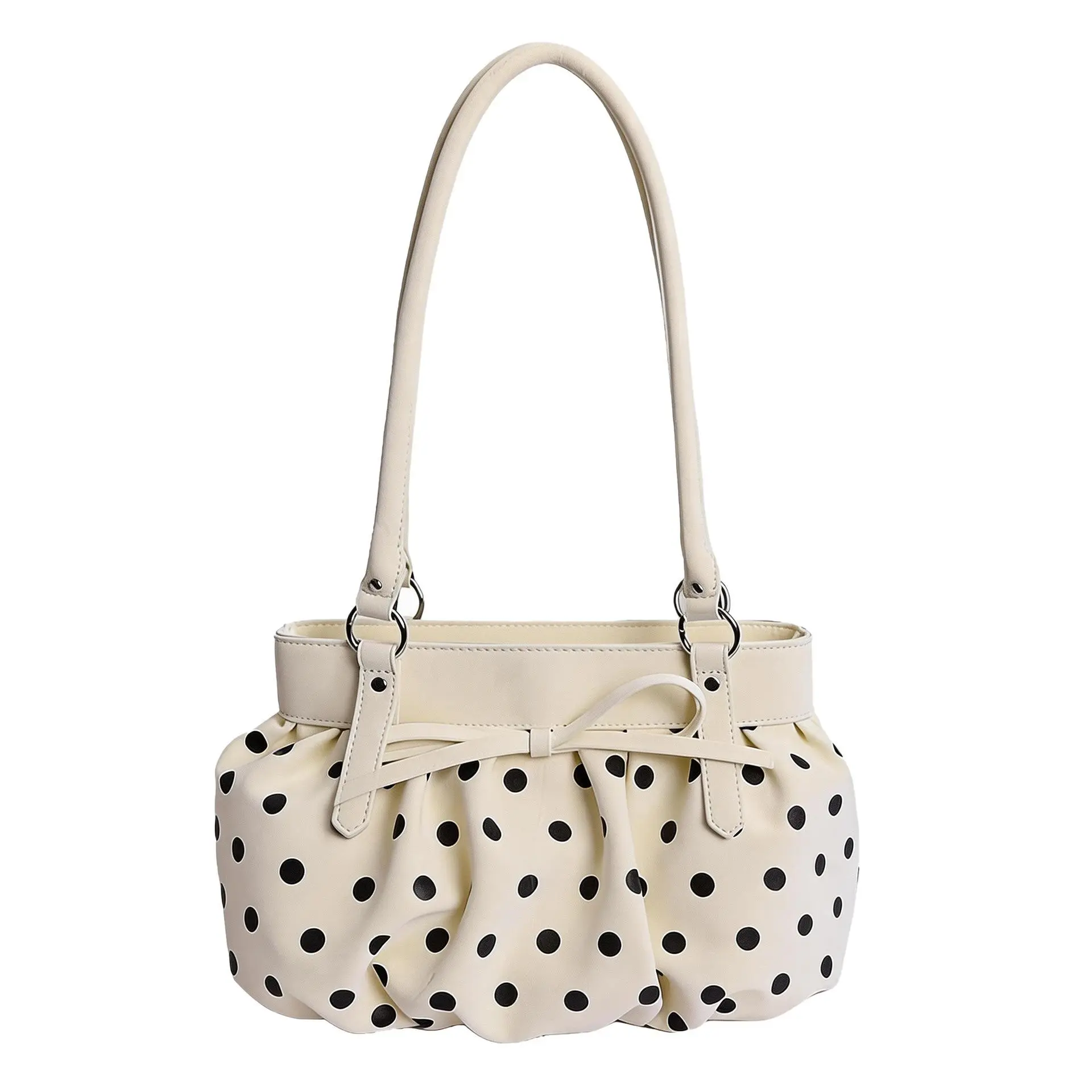 Women's Polka Dot Slouchy Hobo Bag Y2K Retro Shoulder Purse with Star Bow Charm Large Capacity Casual Crossbody Tote for Shopping Travel Everyday Use Vintage Street Style,back to school,back to school haul