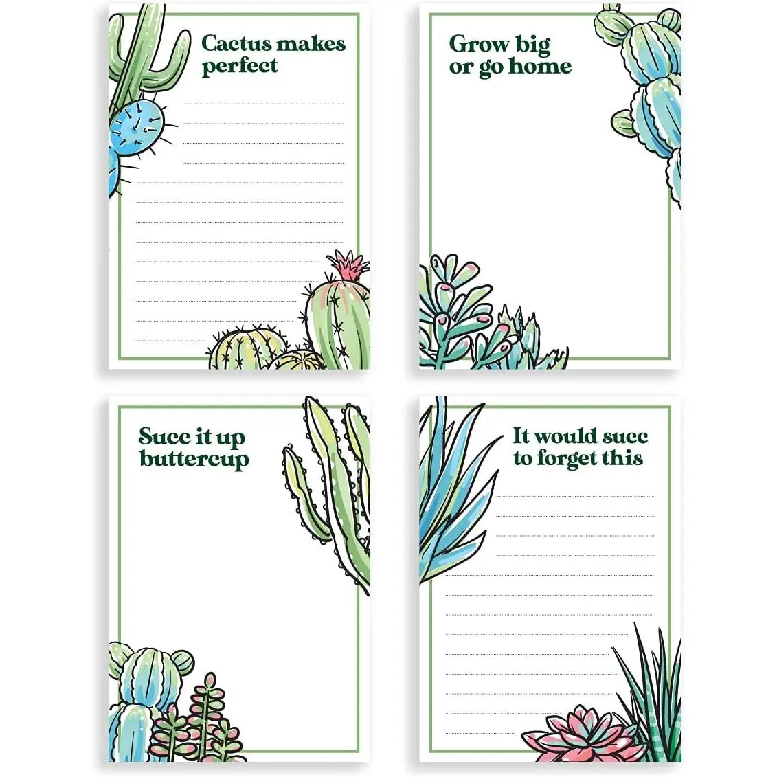 Funny Humor Printed Notepads - 50-Page Novelty Memo Pad Set Pack for Office Writing, Coworkers, 50 Pages