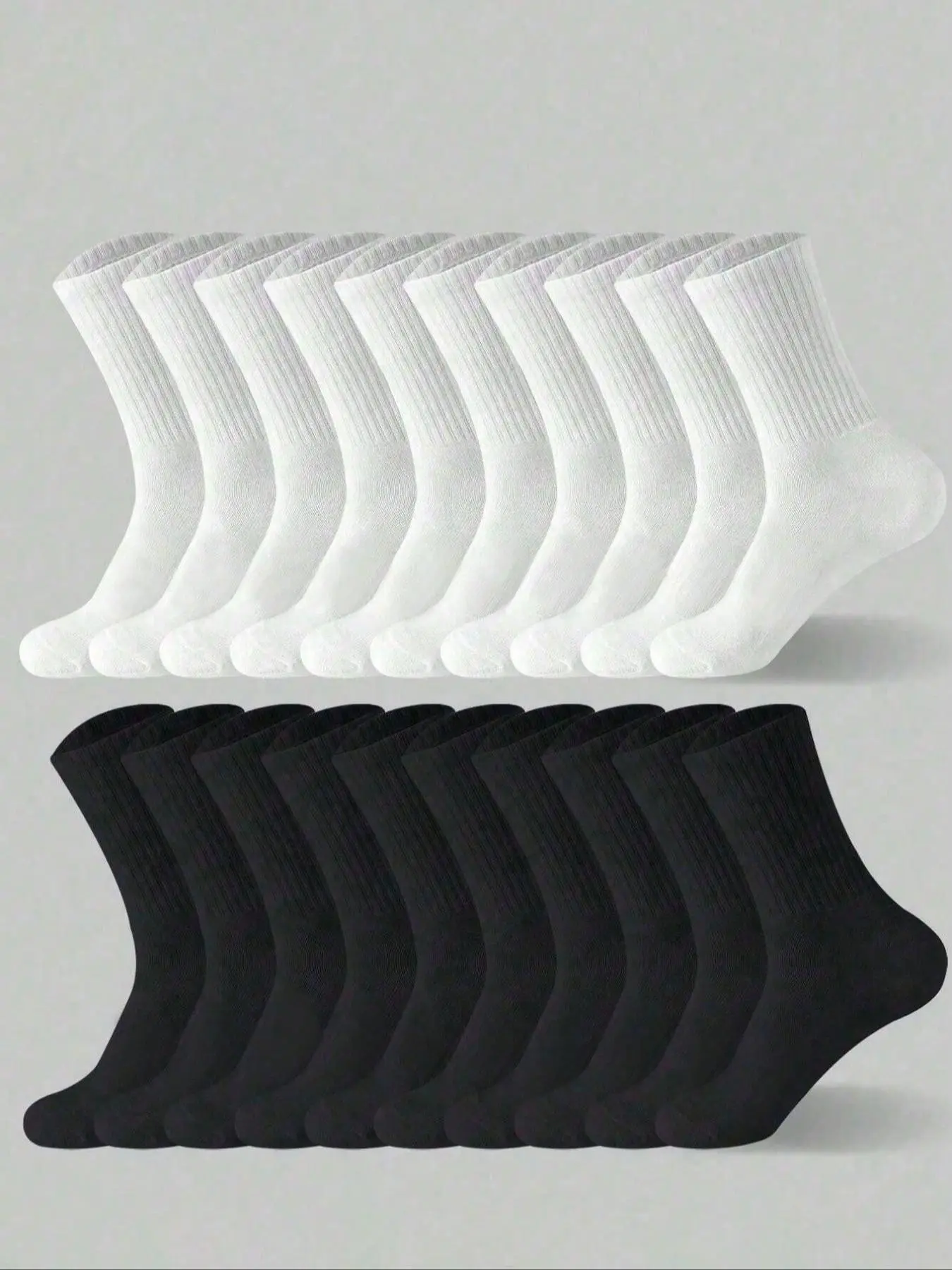 Women's Mid-Calf Socks, Ribbed Plain Simple Style, All-Season Long Socks, Anti-Slip Sweat-Wicking Sports Socks, Casual Daily Wear