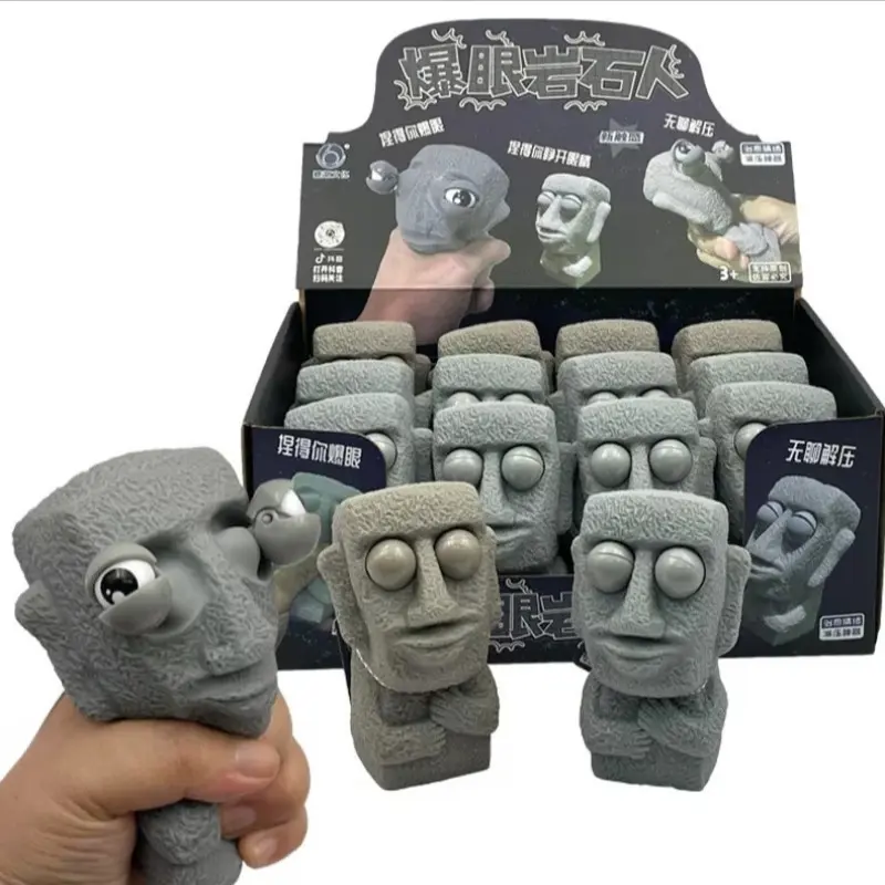 Creative Eye-Popping Rock Man Stress Relief Toy, Fun Squeezing Eye-Opening Rock Man, Trendy Tiktok Bestseller, 1pc Unique Design
