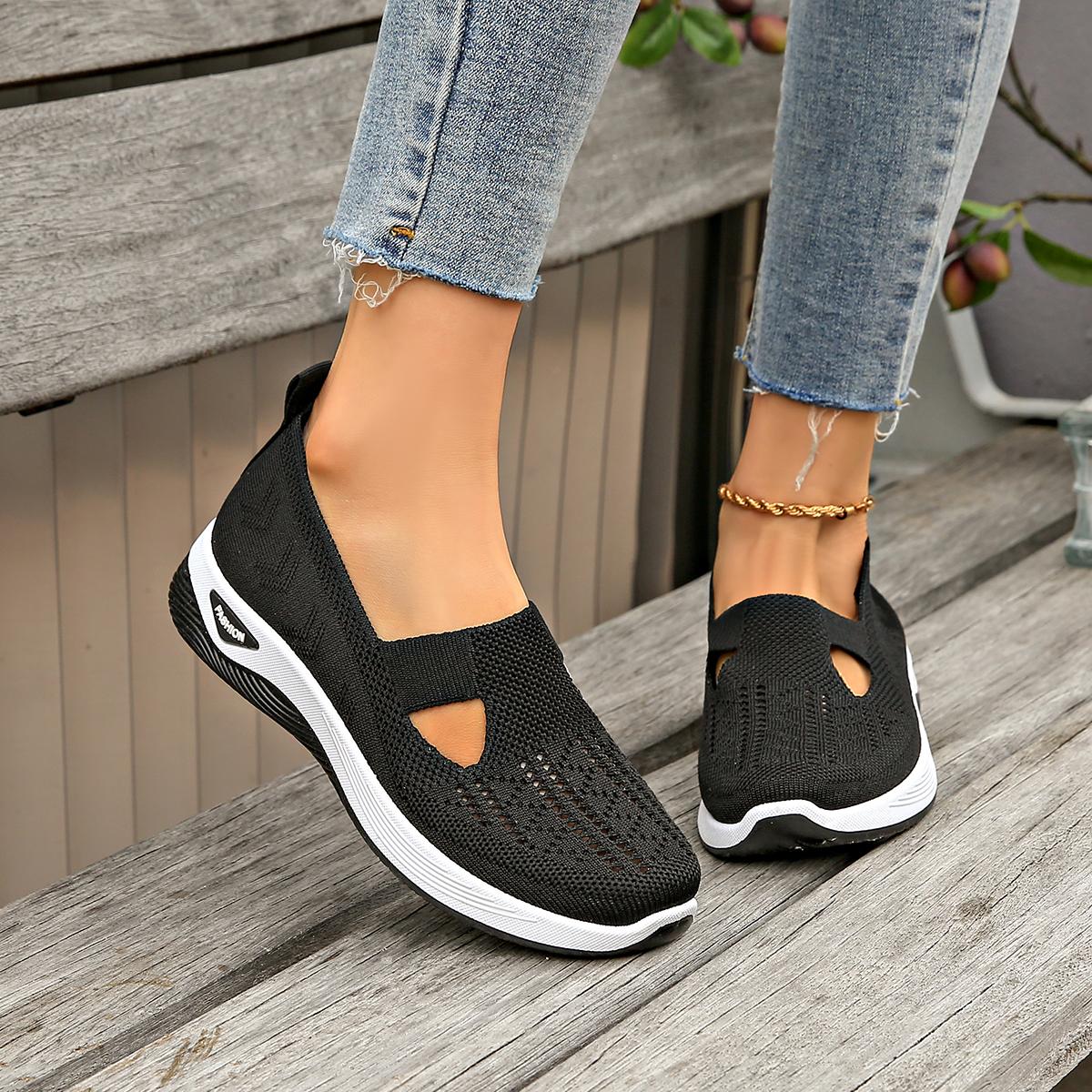 Women Breathable Knit Slip Ons Ultra Soft Sole Comfort Walking Shoes For All Day Wear Indoor And Outdoor