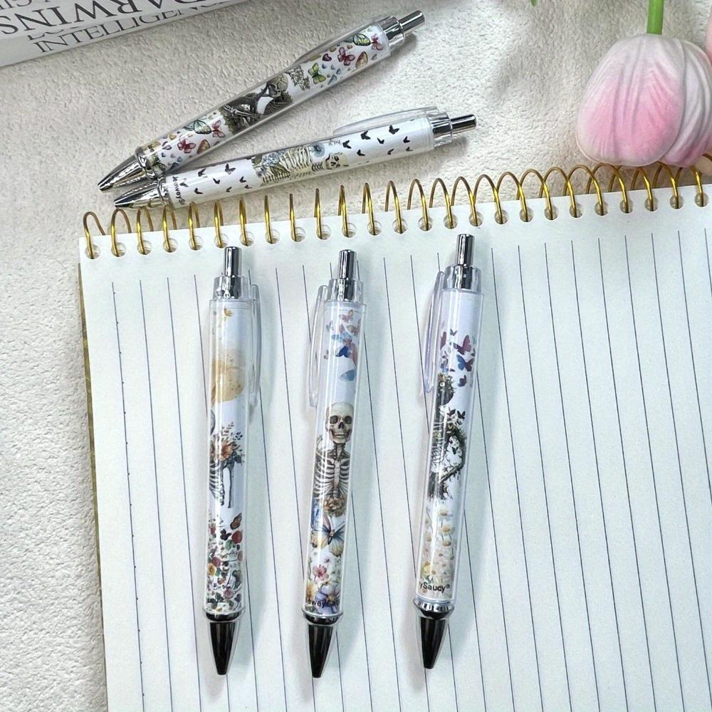 Creative Skull Pattern Ballpoint Pen, 5 Counts/set Ink Plastic Writing Pen, Smooth Writing Pen for Office & Gift, Learning Supplies, Halloween, Funny Teacher Pens