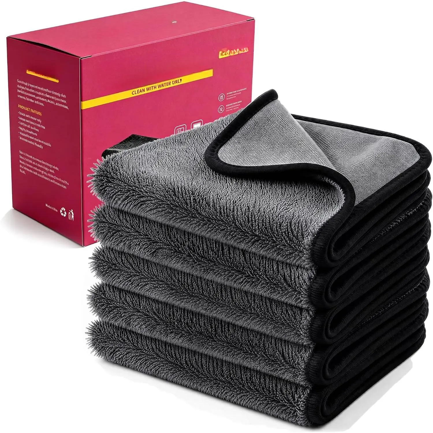 5 Pack Genie Magic Cleaning Cloth for Kitchen, Mirrors,Bath &  | Lint-Free Weave, Machine Washable, High Absorbency, Scratch-Free,  300 Washes