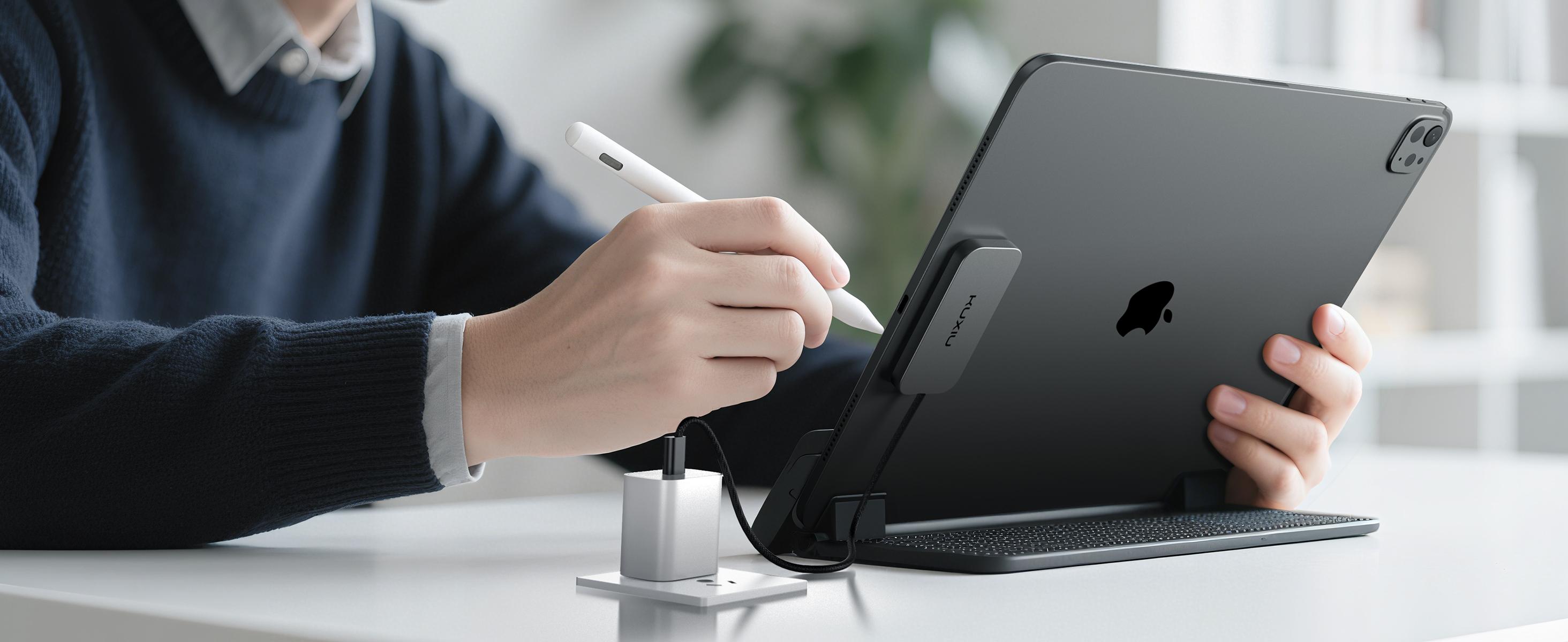 KUXIU Magnetic Smart Connector Charger for iPad Pro M4 11''/13'' 2024,Portable Fast Charging For iPad Pro 12.9'' 3rd/4th/5th/6th Gen,iPad Air 11''/13'' M2/M3,10.9''