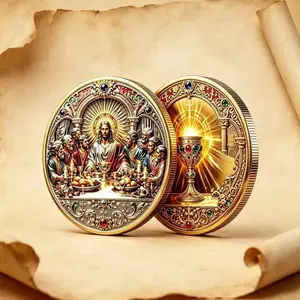 Jesus Last Supper Commemorative Gold Coin, Holy Grail Relief Religious Collectible Coin, Home Decor Gift Medal