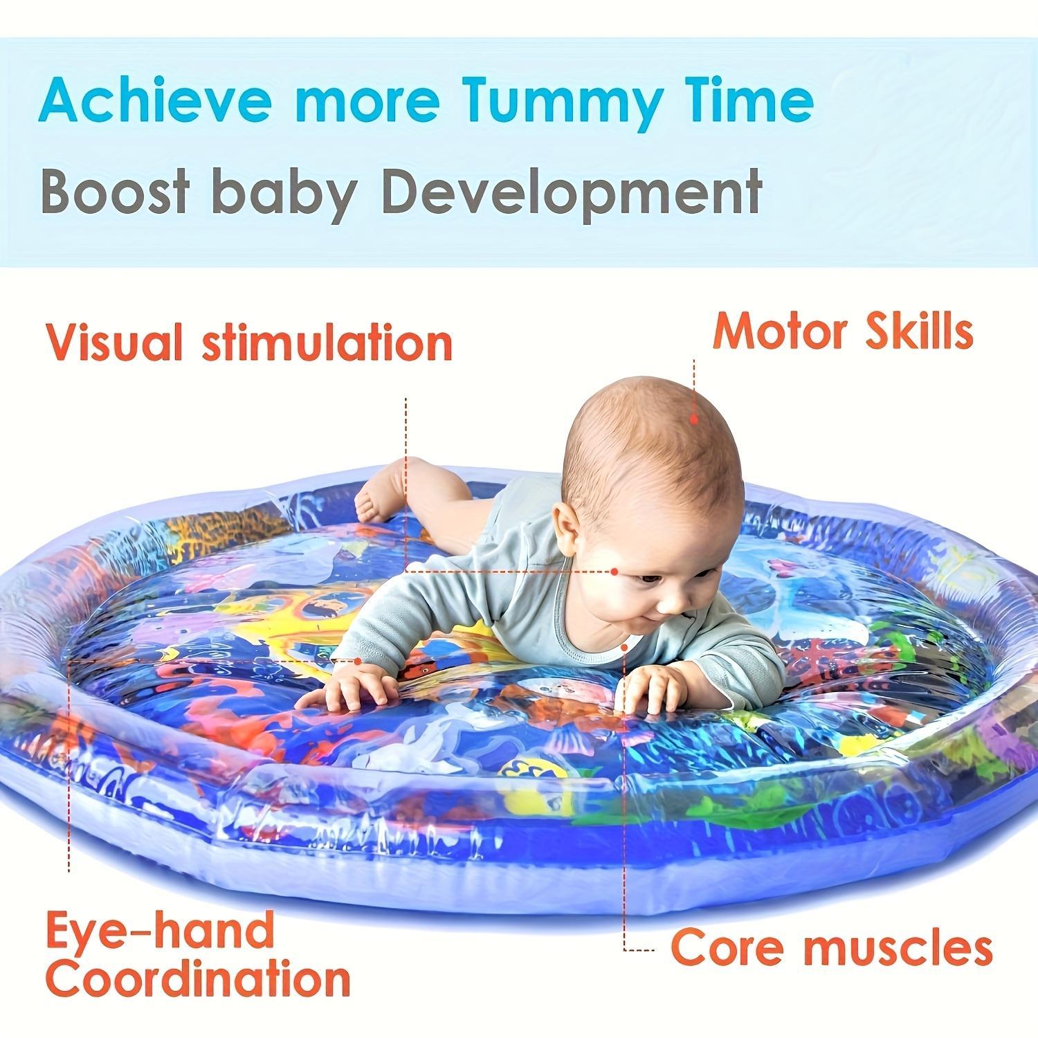 Inflatable Baby Water Game Pad, Dolphin & Coral Reef Design Inflatable Baby Water Play Mat for Summer, Durable Indoor/Outdoor Toy Pad, Tummy Time Mat, Nursery Development Mat