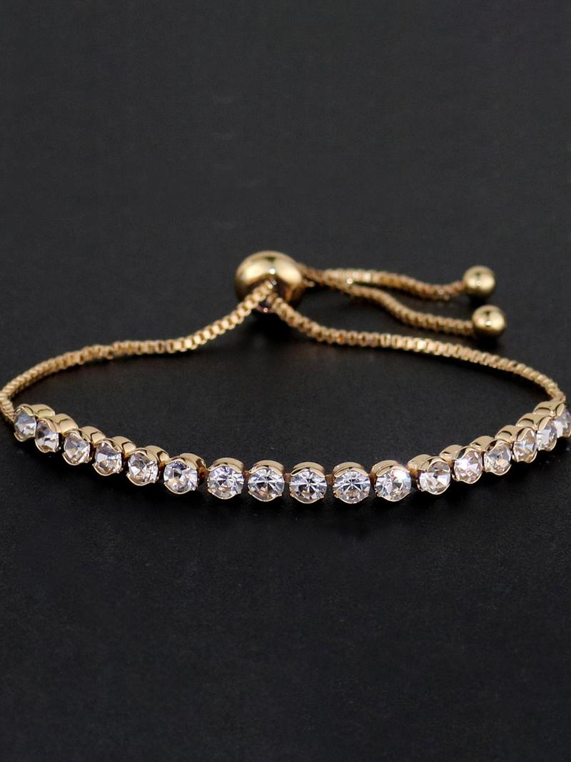 Adjustable Zircon Decor Bracelet, Elegant Jewelry Bracelet, Gemstone Bracelet, Fashionable Jewelry for Women & Girls, Trendy All-match & Exquisite Jewelry for Birthday Gift