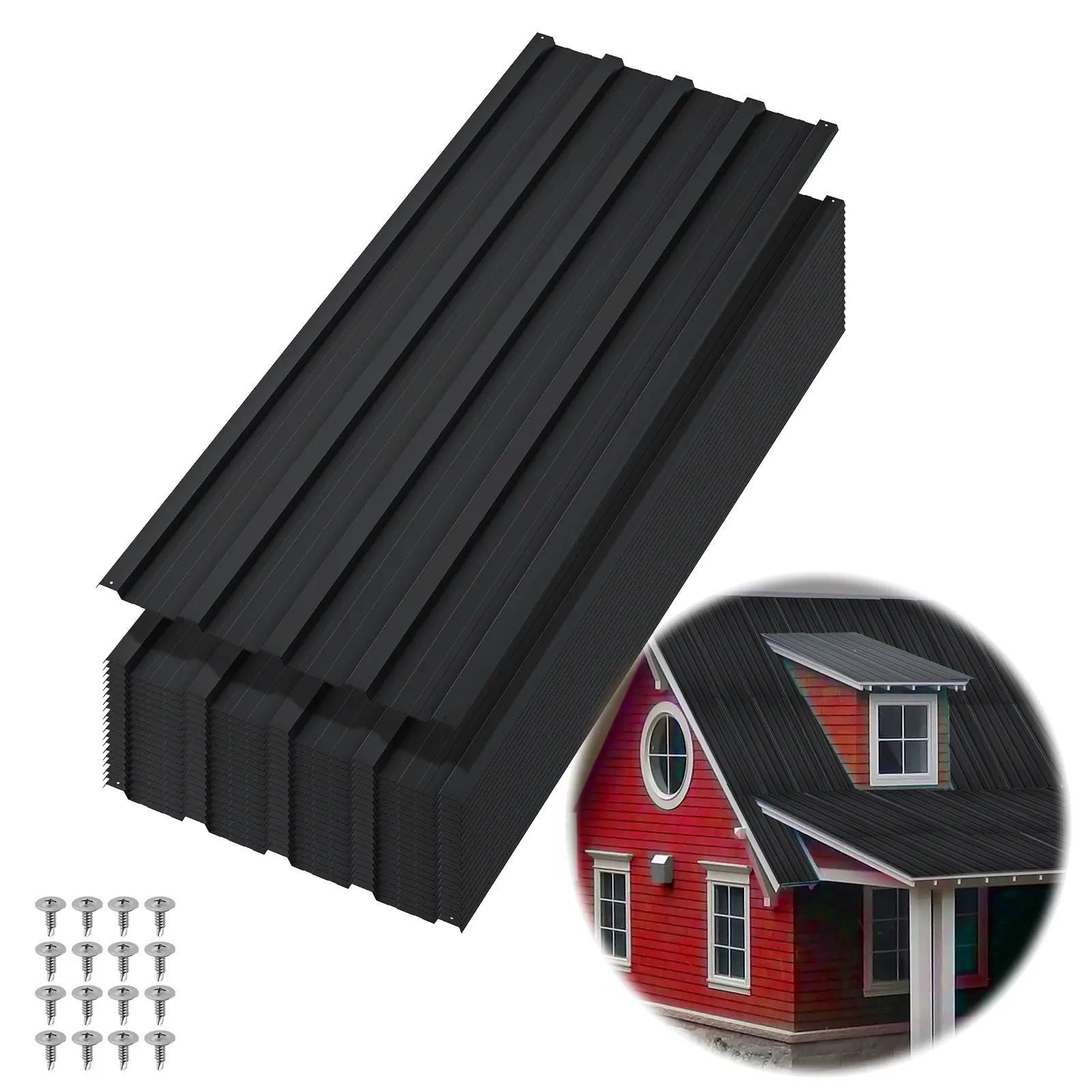 20-Piece Galvanized Corrugated Metal Roofing Panels, 42.52" x 16.77" Heavy Duty Roof Sheets with Screws for Pergola, Gazebo, Shed, Chicken Coop, Garage & Patio