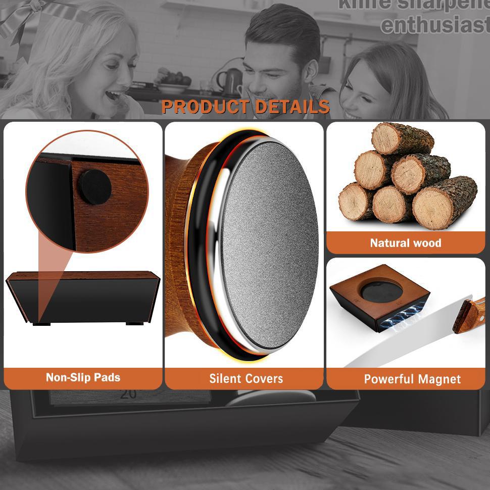 Wooden Handle Knife Sharpener with Magnetic Angle, 1 Set Rolling Knife Sharpener Tool, Easy Knife Sharpening System for Kitchen Knives Kitchenware