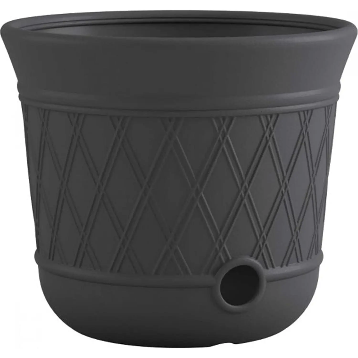 Lattice Hose Pot for Outdoor Garden Storage, Peppercorn - Holds 300 ft Expandable or 50 ft Standard 5/8" Vinyl Hoses, Resin Hideaway Organizer with Drainage and Water Supply Port