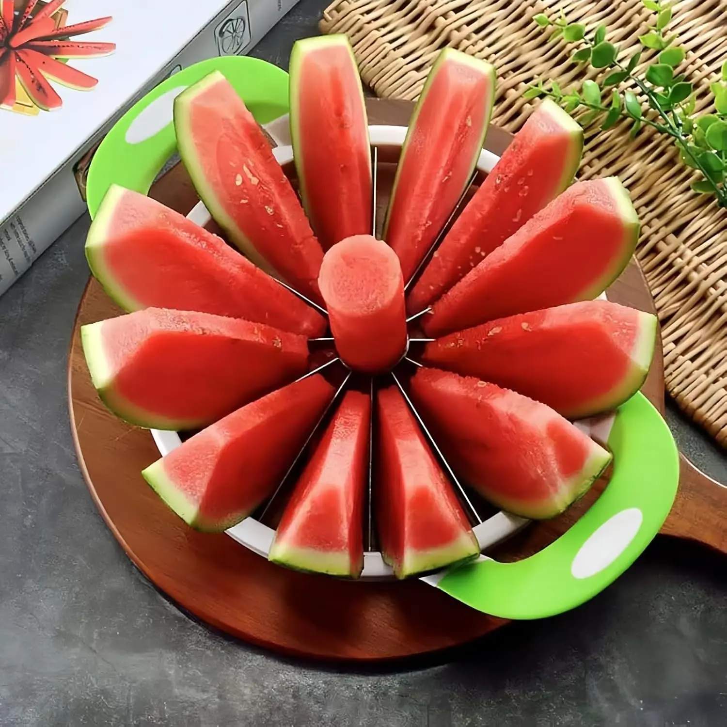 Extra Large Stainless Steel Watermelon Slicer - Quick Cut Round Shape Fruit Tool, Kitchen Gadget for Peeling, Coring Watermelon, Cantaloupe, Pineapple (Baby & Maternity Kitchen Accessory)