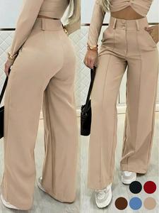 simple double-breasted wide trousers, a versatile essential for commuting