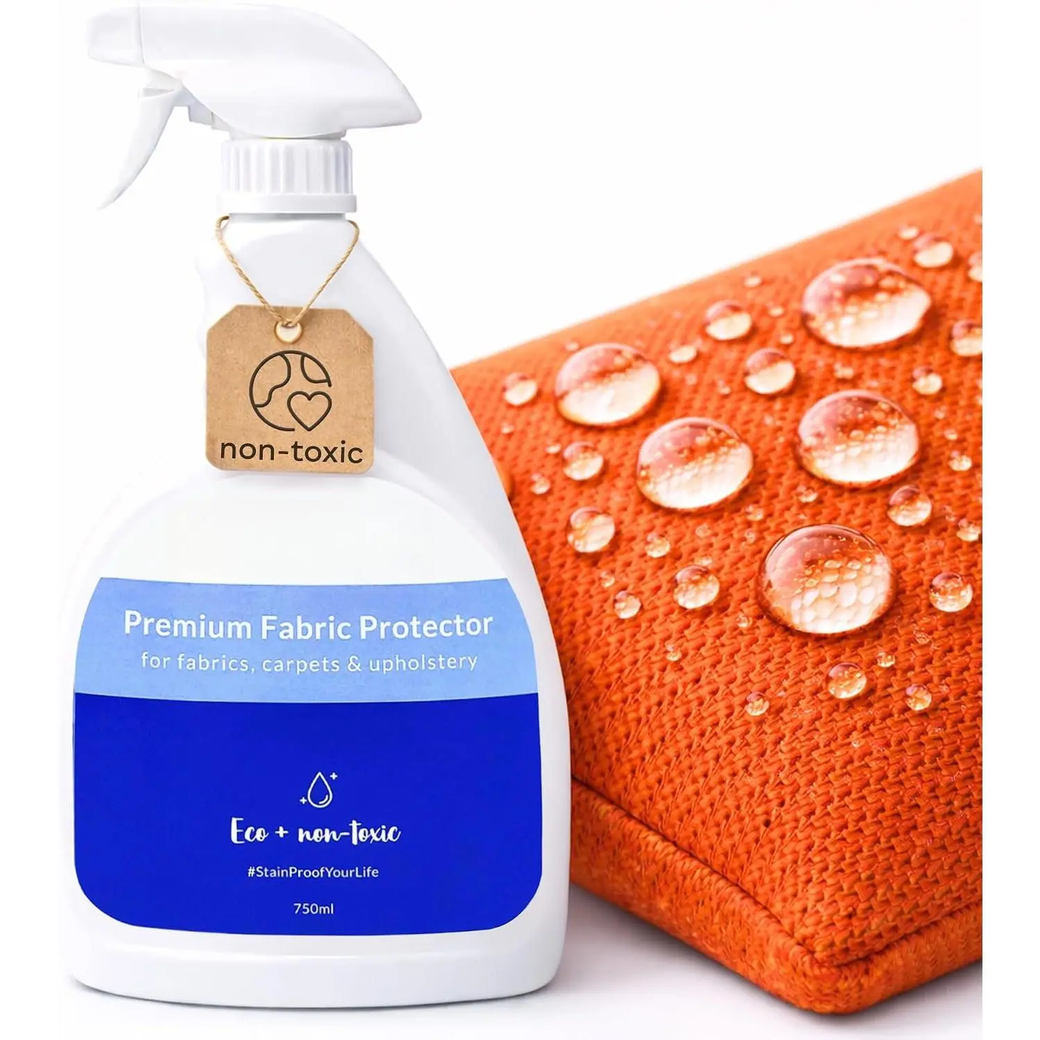 Non-Water Based Odorless Fabric Protector - 2-Coat Application Stain Guard for Upholstery, Carpet, Couch - 25.4 Fl Oz, Two Coats, Refill Bottle