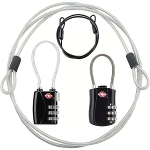 TSA Locks, Digit Combination Padlockss and Steel Cable Combination Travel Security Lock, Coded Lock for Baggage Travel Bag, Suit Case, Gym, Bike Locks (TSA Luggage Locks-2)