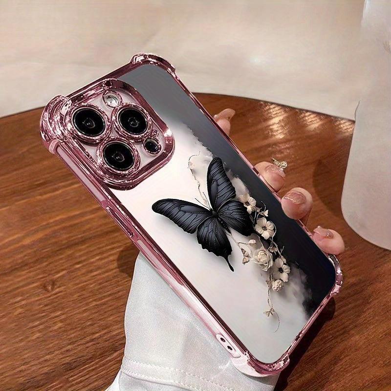 Dark butterfly pattern, four-corner anti-drop, non-slip TPU mobile phone protective case, suitable for iPhone 17 16 15 14 13 12 11 XS X, Samsung and other series models, can be given as a gift to friends or family