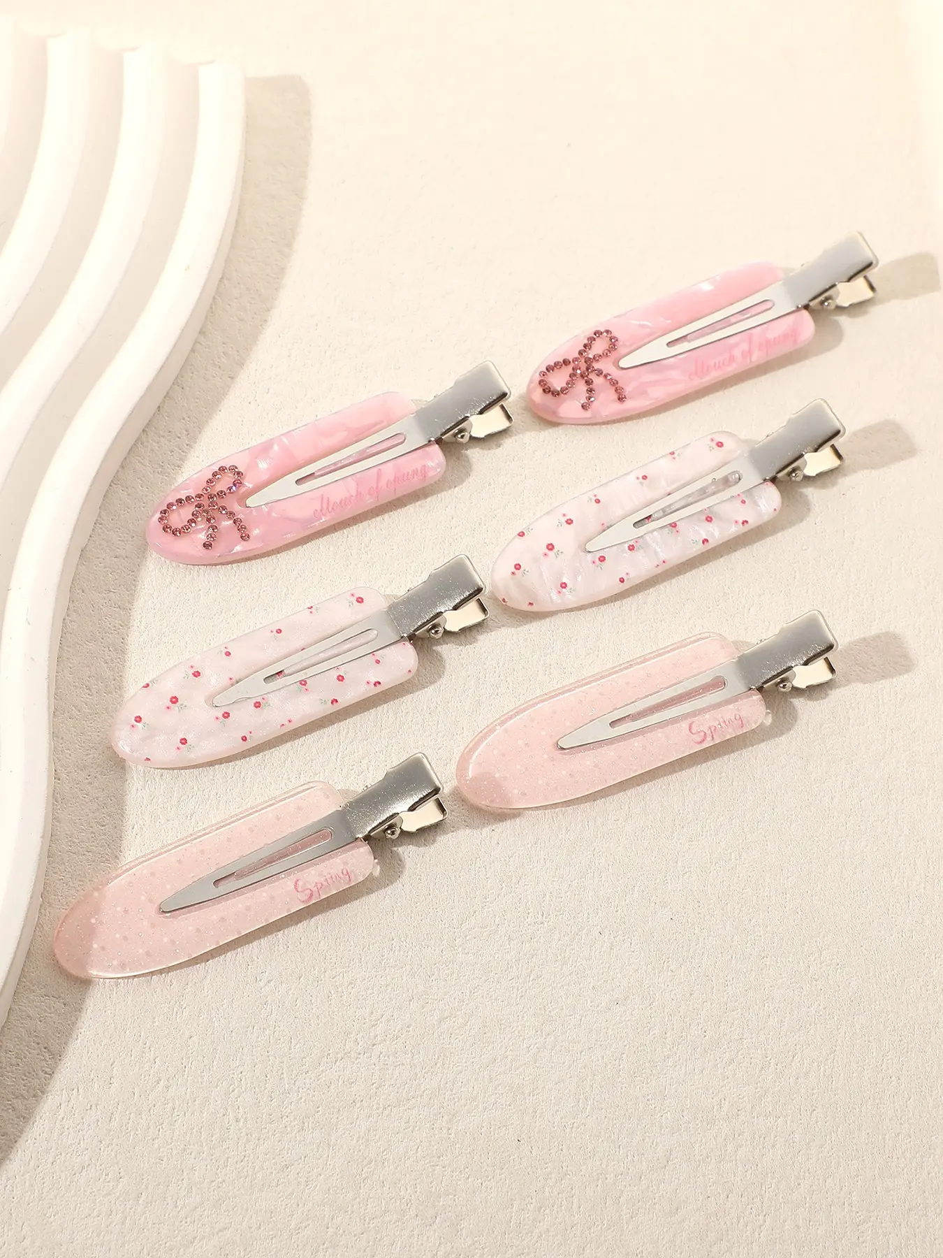 6pcs Floral Cherry Side Bang Clips for Women, Soft Gradient Water Drop Hair Clips, Sweet Teenage Forehead Cute Hair Accessories
