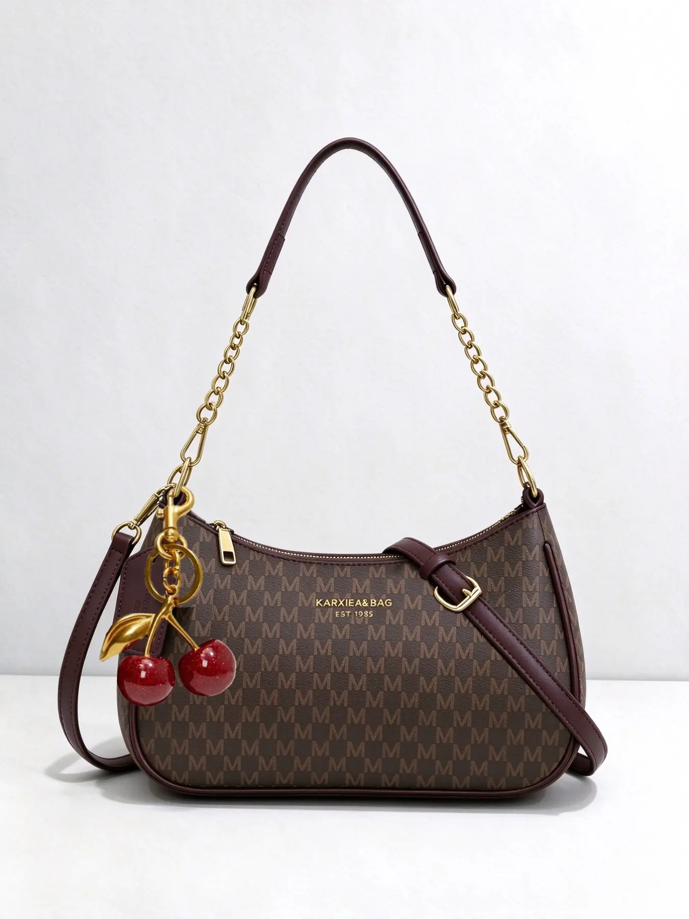 Vintage Floral Satchel Bag, Chain Strap Design, Adjustable Long Shoulder Strap, Large Capacity, Casual Style, All Seasons, Women's Crossbody Bag