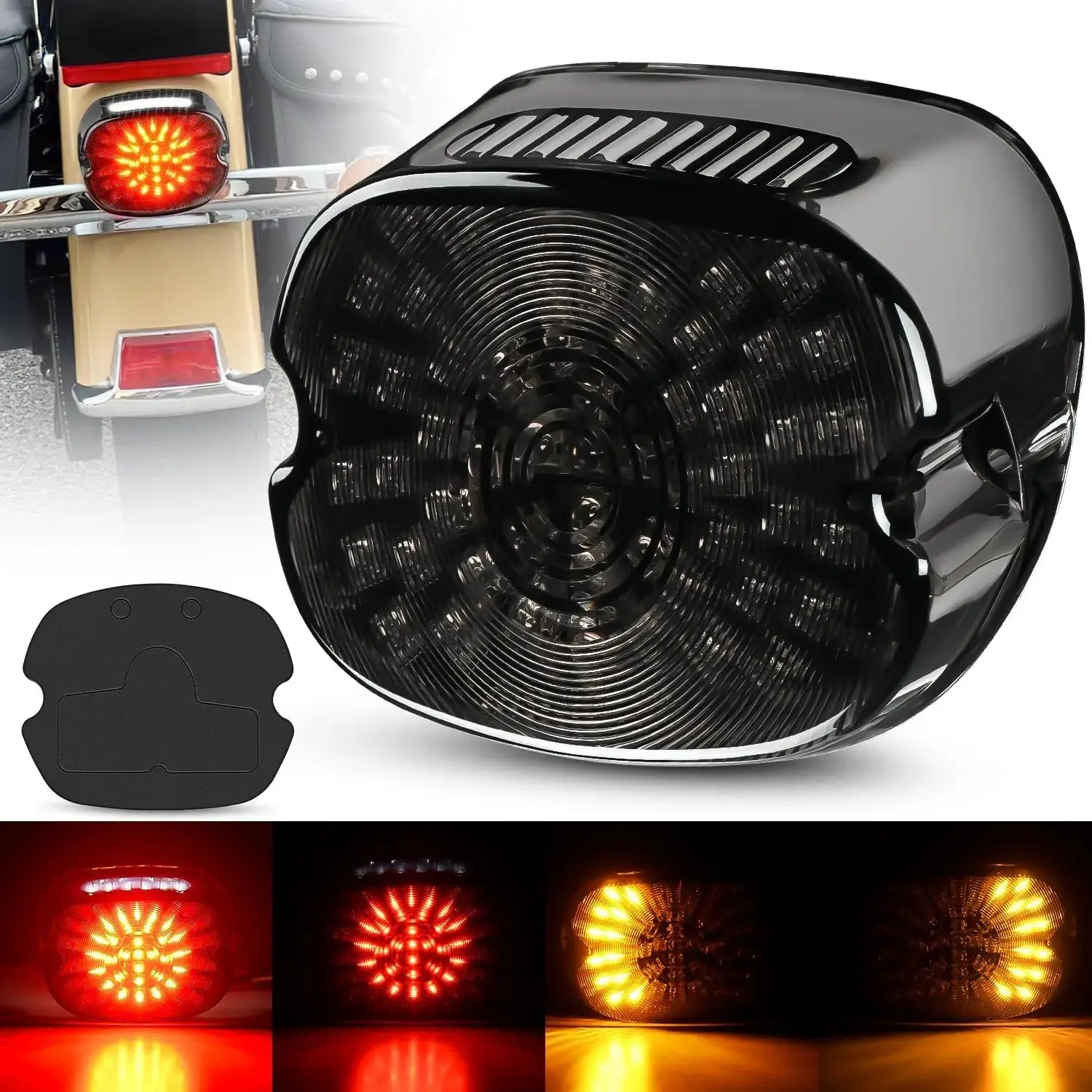 Nilight Multi-Function Motorcycle Rear Light Kit - 12V, 60 Pcs, Brake, Turn Signal, License Plate Light, Smoke Finish, Easy Install, Plug-and-Play for Harley 1991-2010 Electra Glides, Dyna, Sportster 883/1200, Road King, Heritage