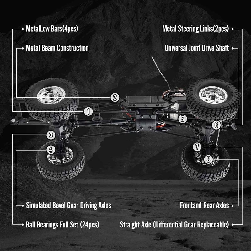 FMS 1/18 RC Crawler FCX18 Chevy K10 RC Truck RTR RC Car Model Car 8km/h 4WD 900mAh Hobby RC Cars Remote Control Car with LED Lights Vehicle 4-Ch 2.4GHz Transmitter Outdoorfun Fathersdaygift Chevrolet Chassis
