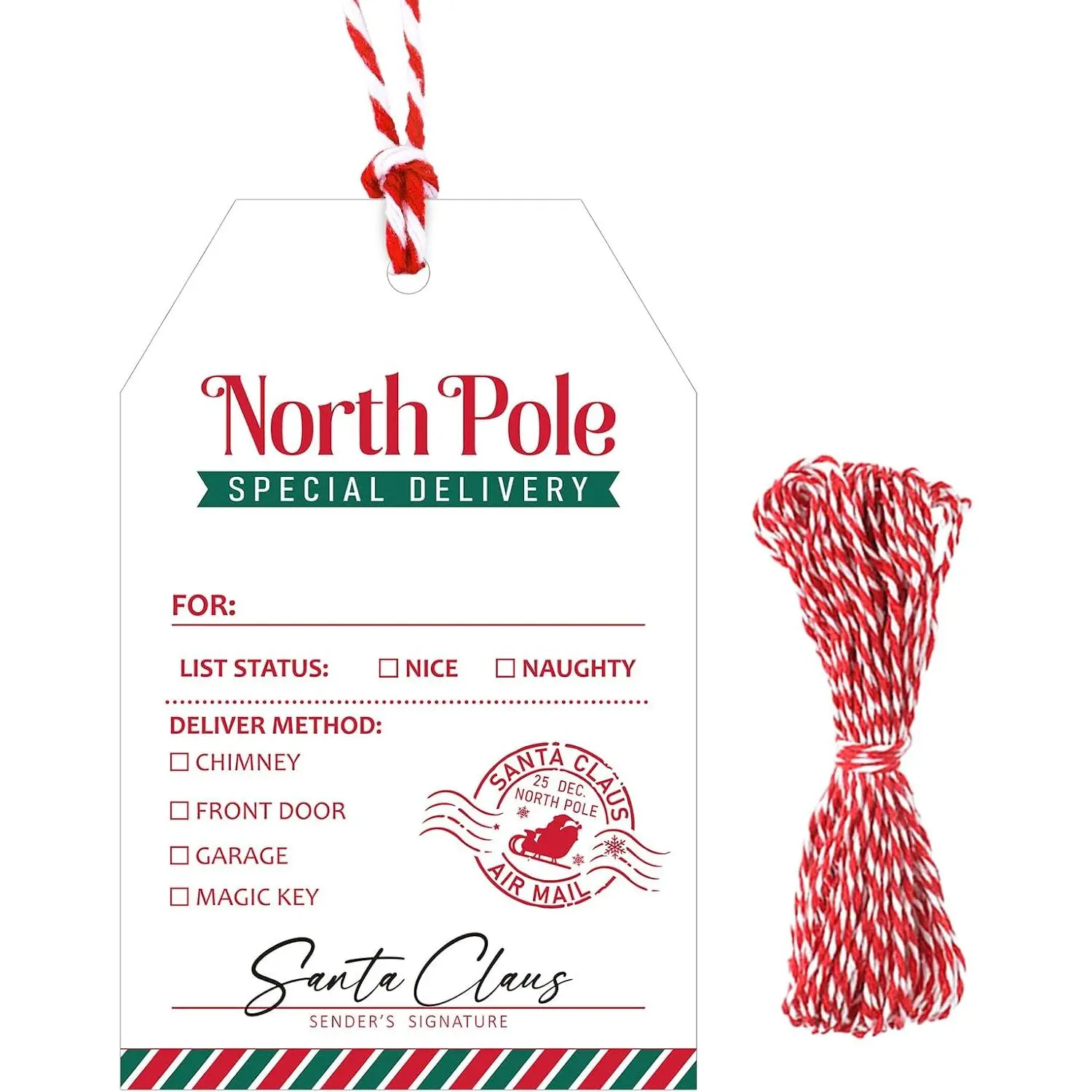 Merry Christmas Tags - 50 count Xmas Paper  Tags with String, A Little  for Someone Sweet Tag for Candy Bags,  Wrapping, Holiday Party Favors, DIY Crafts (3.3x2.2 in)