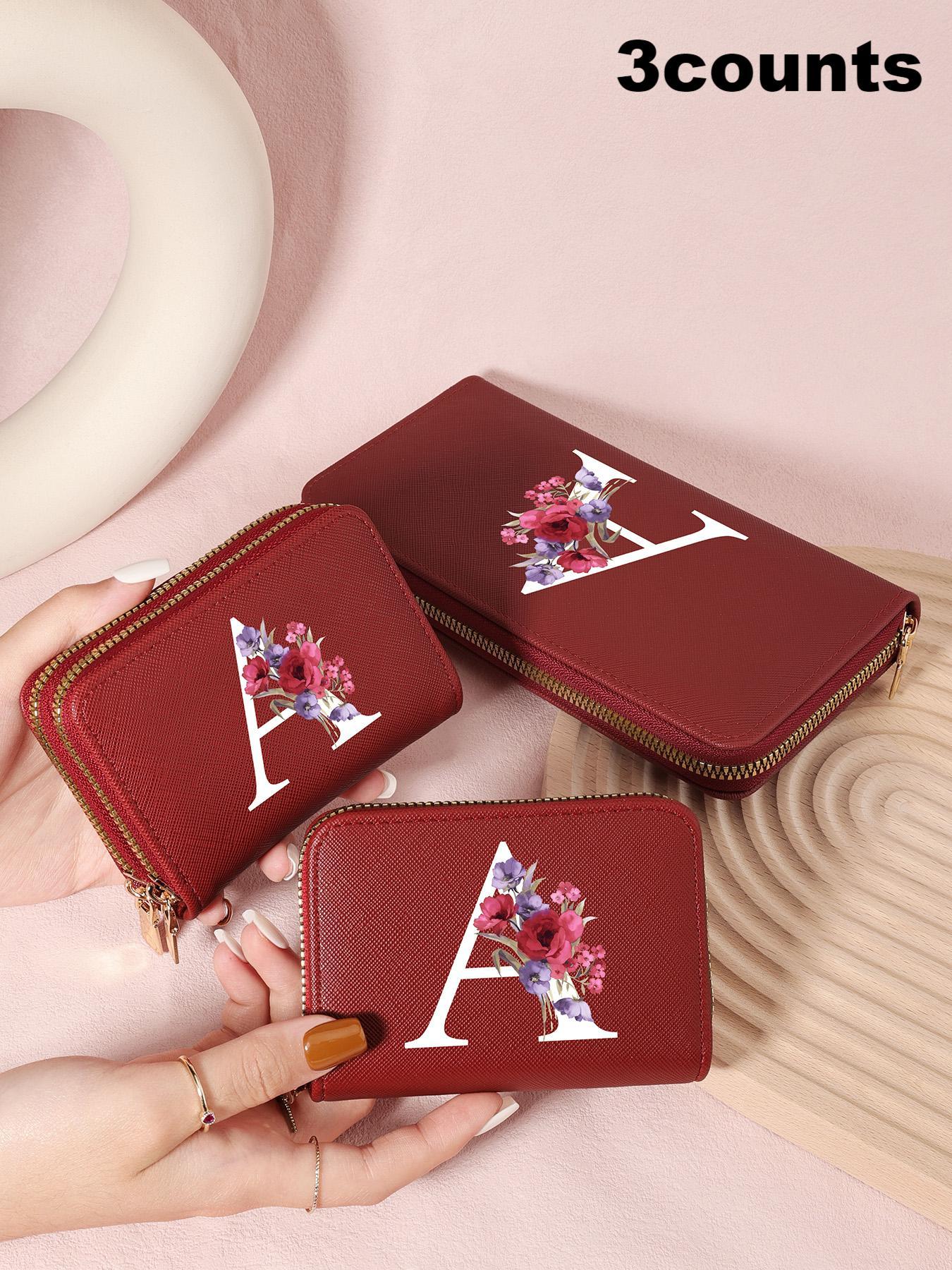 Women's Floral & Letter Pattern Wallet, Fashionable Zipper Card Holder, Casual Versatile Wallet for Daily Use