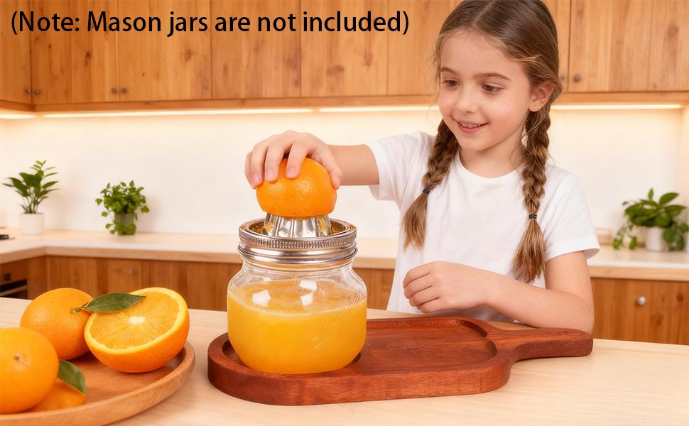 2-Pack Stainless Steel Mason Jar Juicer Lids, Manual Citrus Reamer for Wide Mouth Mason Jars, Lemon Juicer Attachment